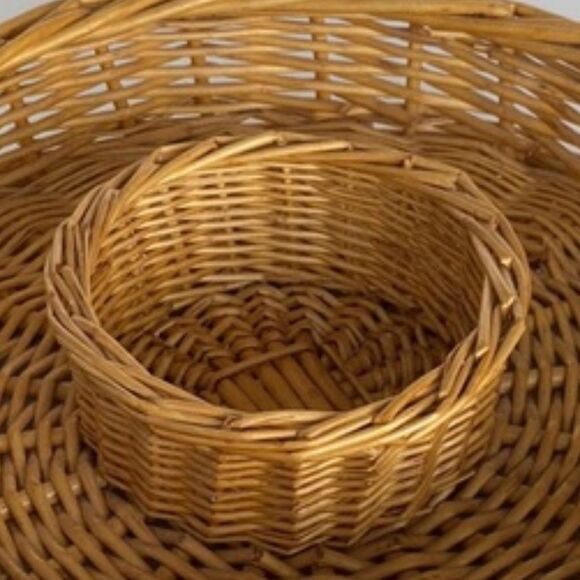 Vintage Boho Wicker Chip and‎ Dip Tray with Glass Dip Bowl - Picture 5 of 10